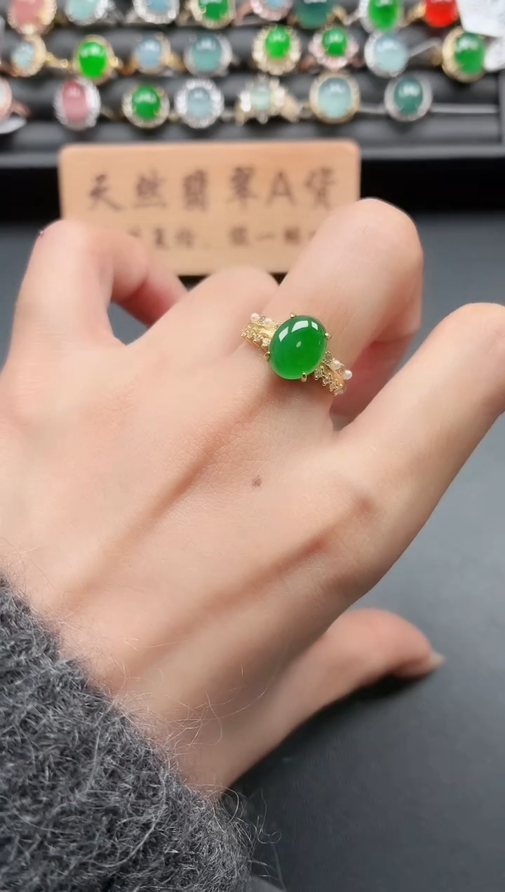 银S925镶嵌戒指翡翠11