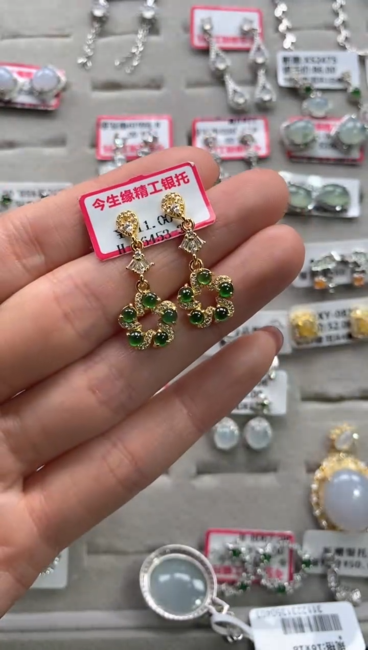 【闪购商品】翡翠戒指银S925镶嵌22222222     6