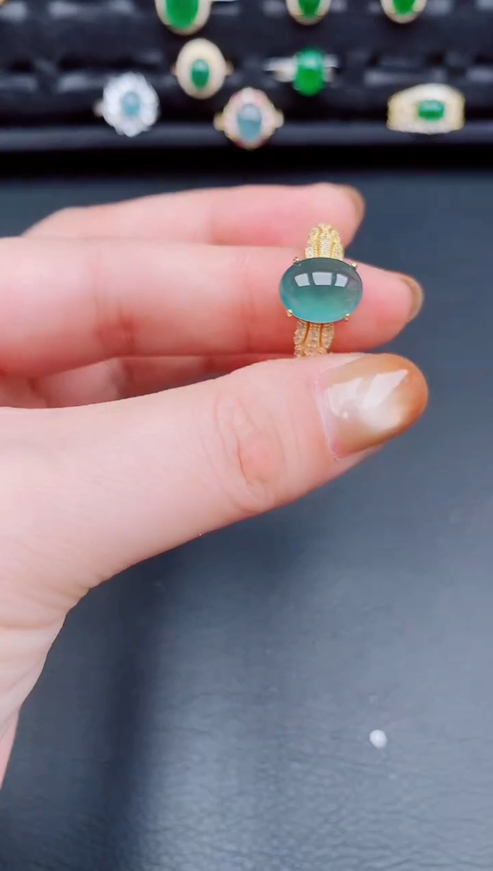 【闪购商品】翡翠戒指银S925镶嵌天然a货翡翠297