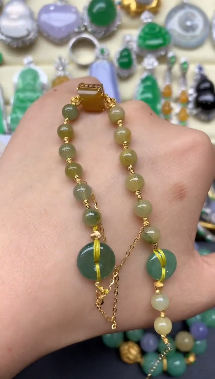 18K金镶嵌手链翡翠184-中国好珍宝