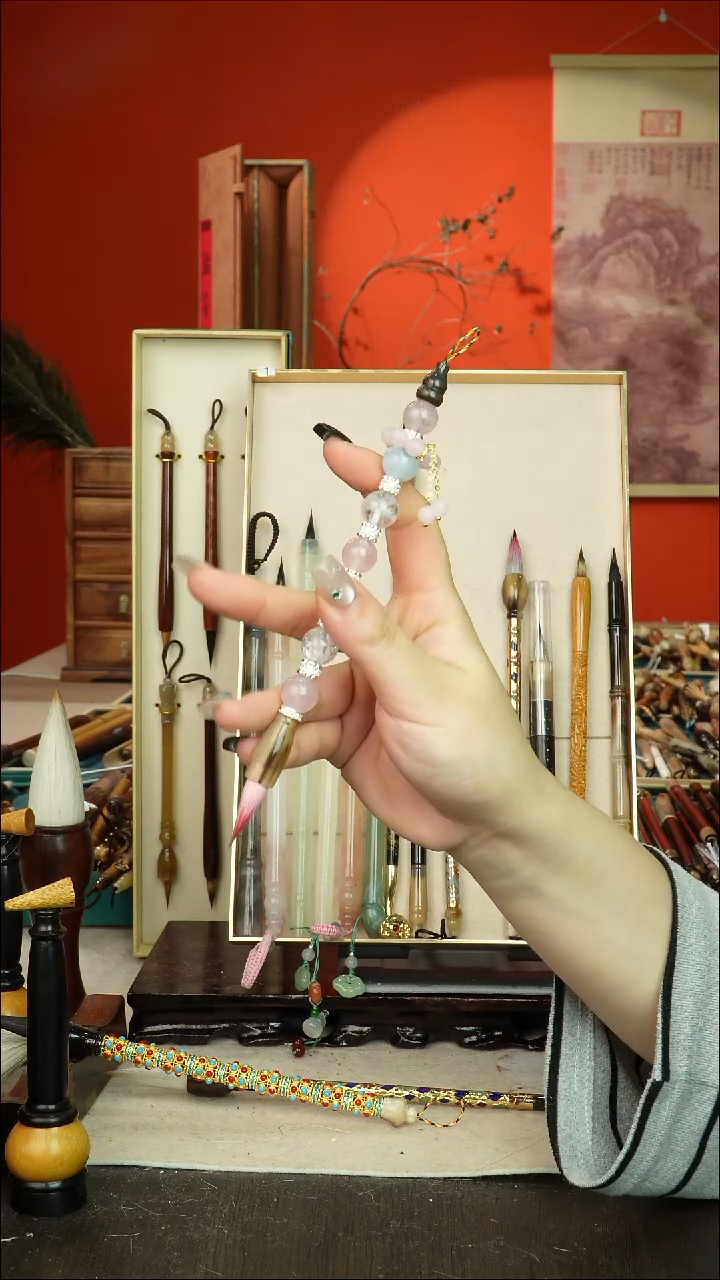 310号闪孤品高货毛笔链接 清水试笔 蘸墨不退