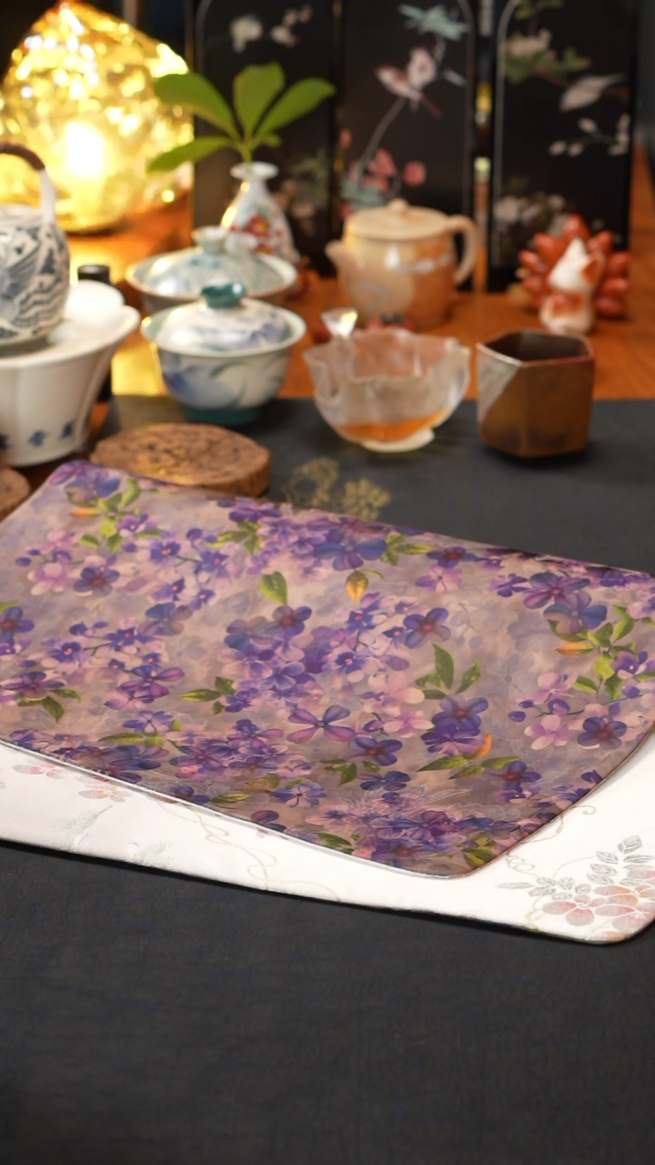【闪购商品】紫色小碎花.2面可用茶席