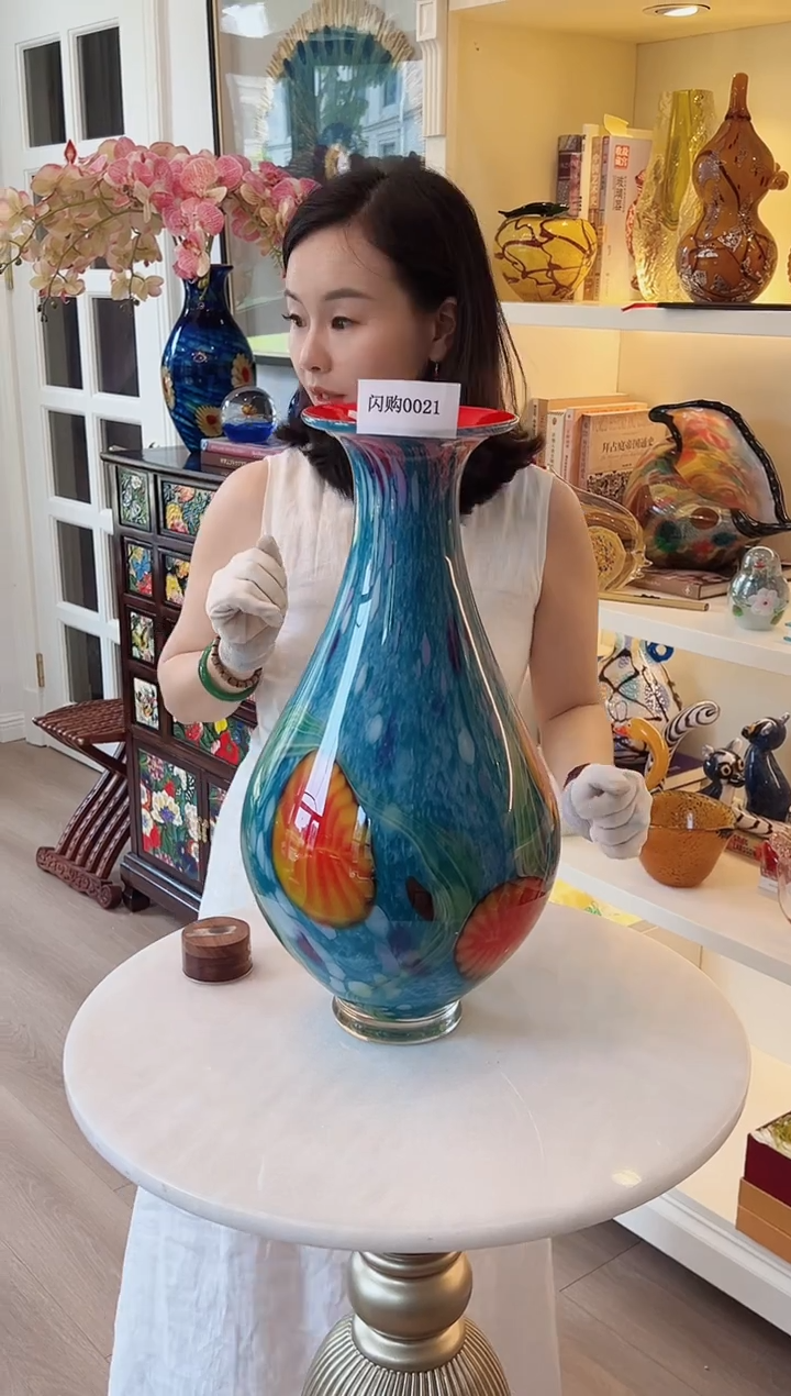 0021琉璃花瓶绿色