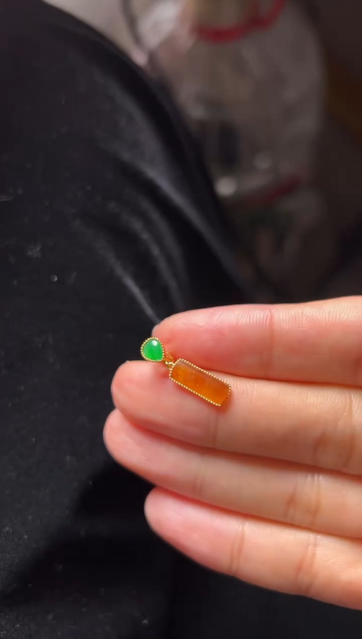 【闪购商品】定制翡翠18K金镶嵌黄随行提溜1500+150-aq