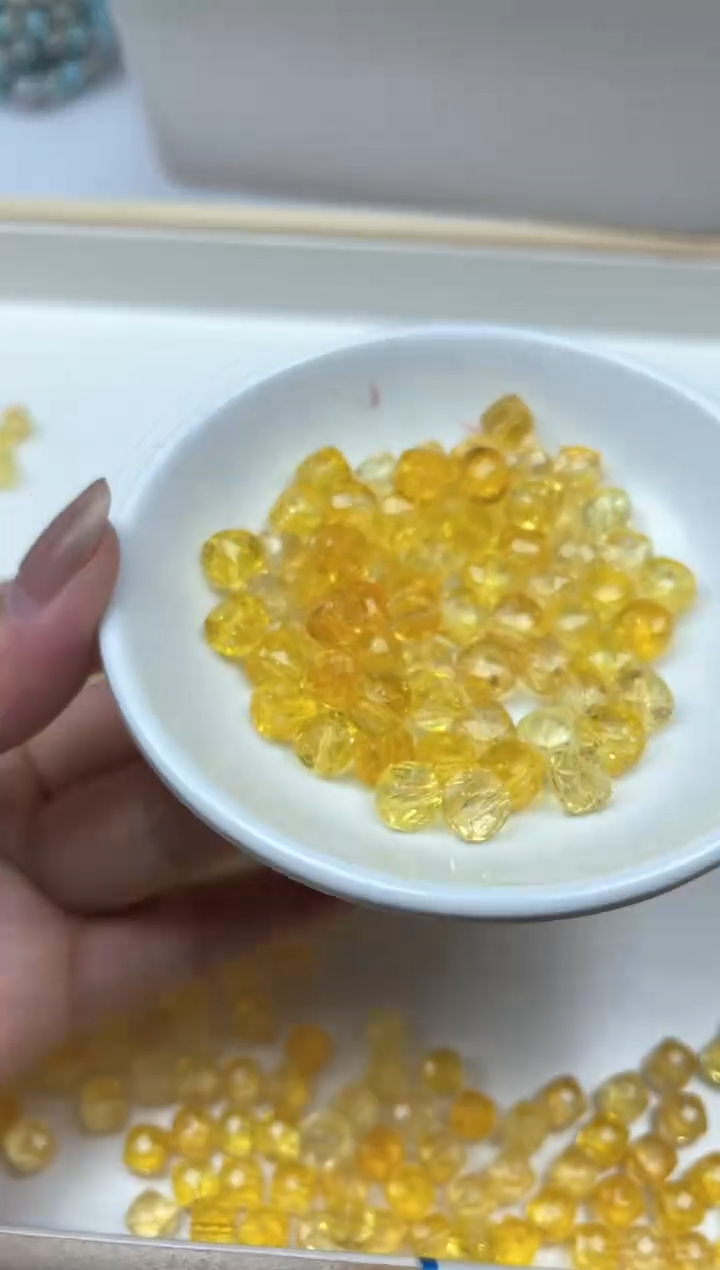 水晶珠宝半成品未镶嵌D17 黄水晶方糖8mm10个8元