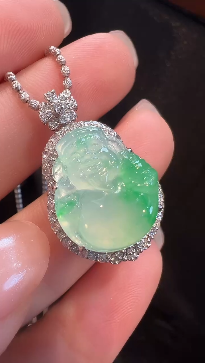 吊坠(不含链)18K金镶嵌翡翠AL6