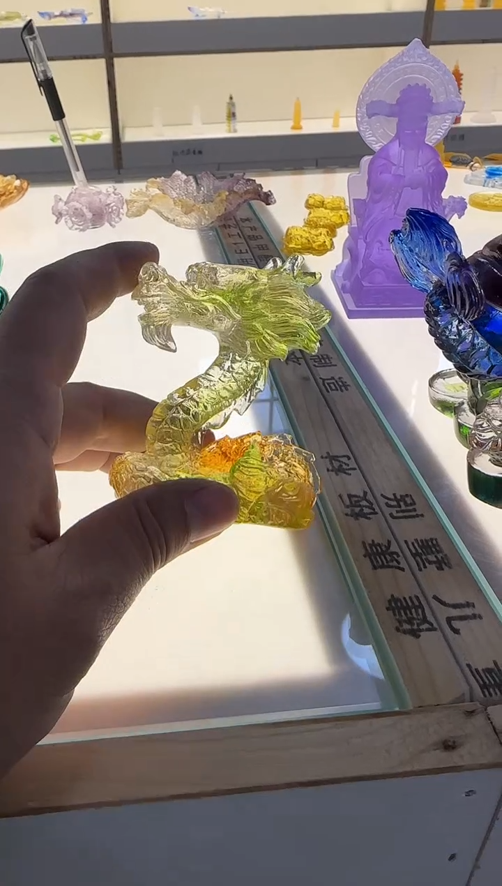 手工艺品琉璃大龙10cm绿色