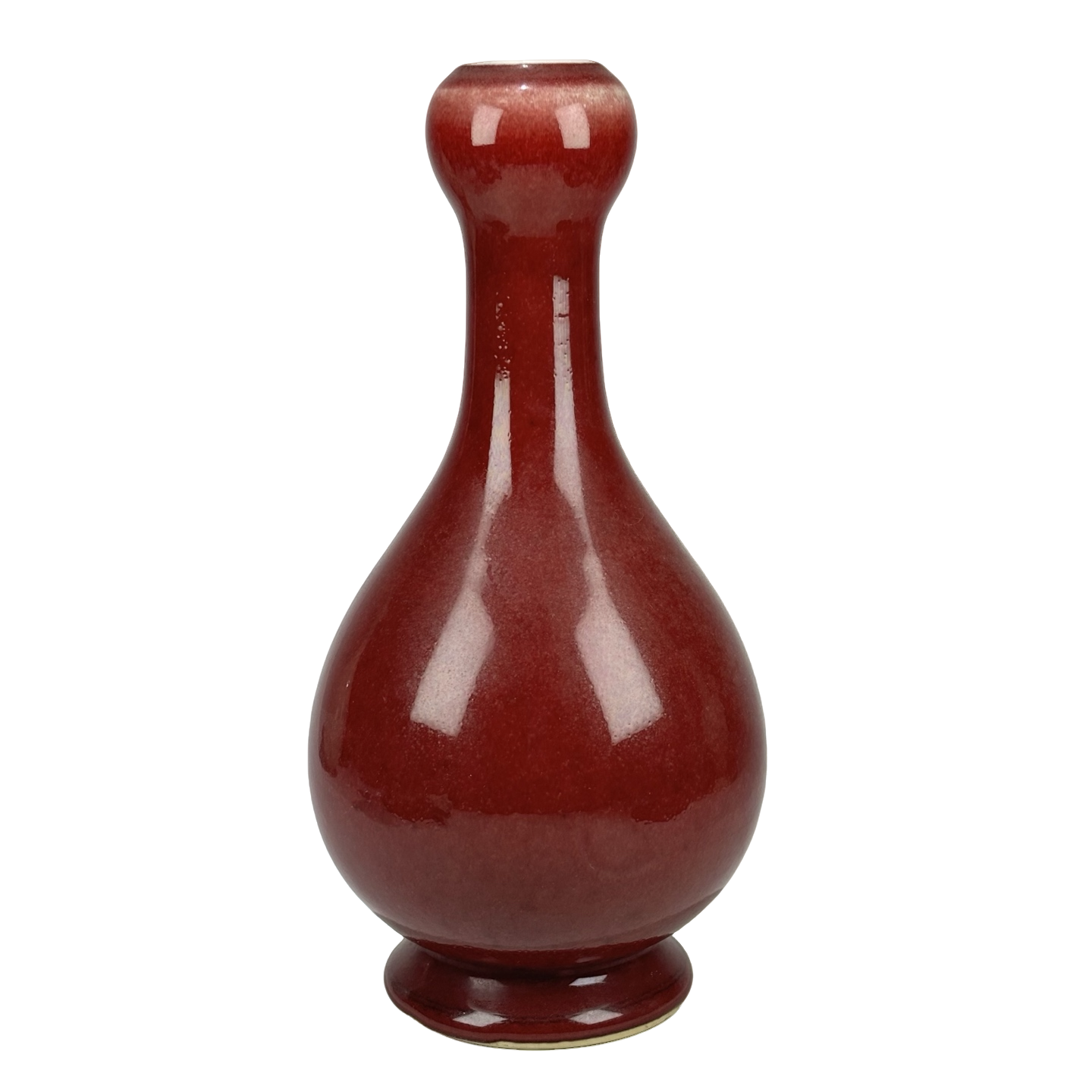 红釉蒜头瓶7790 （瓶身有冲）---