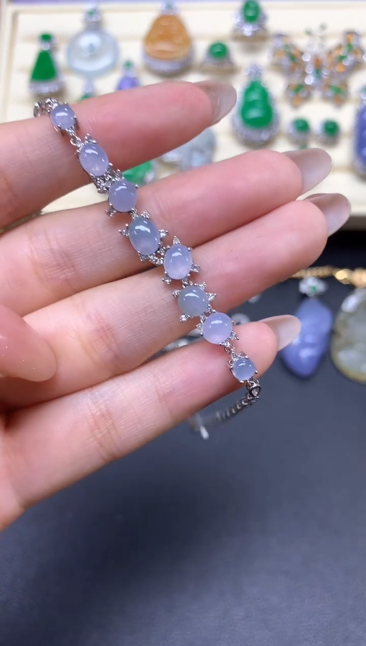 【闪购商品】翡翠手链18K金镶嵌手链|3550+355