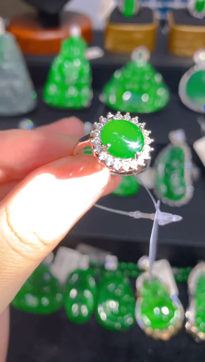 【闪购商品】翡翠戒指银S925镶嵌14一季