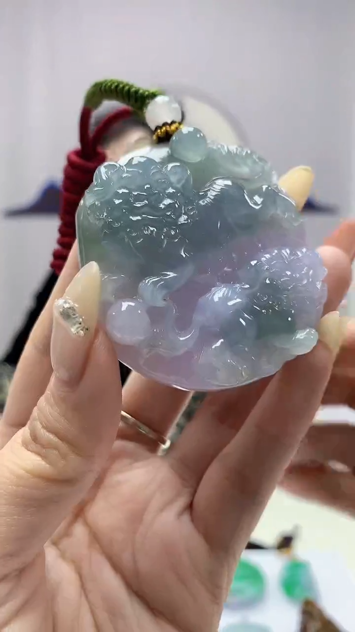 【闪购商品】定制翡翠未镶嵌4902DD-毛货挂件78