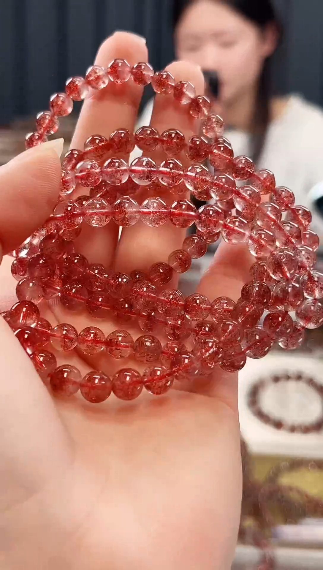 未镶嵌手串水晶金草莓超七单圈手串6mm【多样性发一】