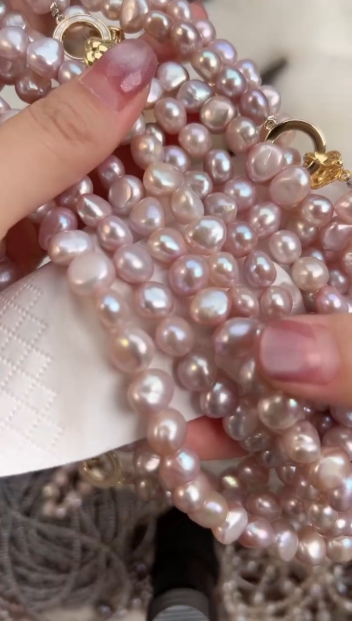 未镶嵌福利淡水珍珠无核*强光粉色（碎石项链）10mm左右（多样性发1）