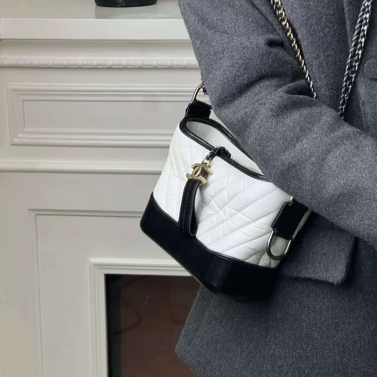 95新 Chanel/香奈儿 流浪小号黑白v纹/甄选