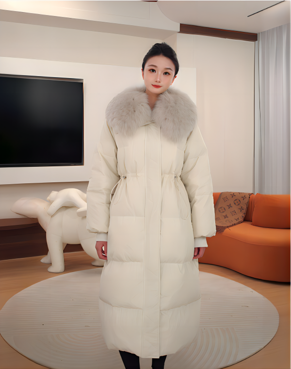 加厚女装冬季保暖长款百搭真毛领时尚大毛领韩版宽松中长款羽绒服