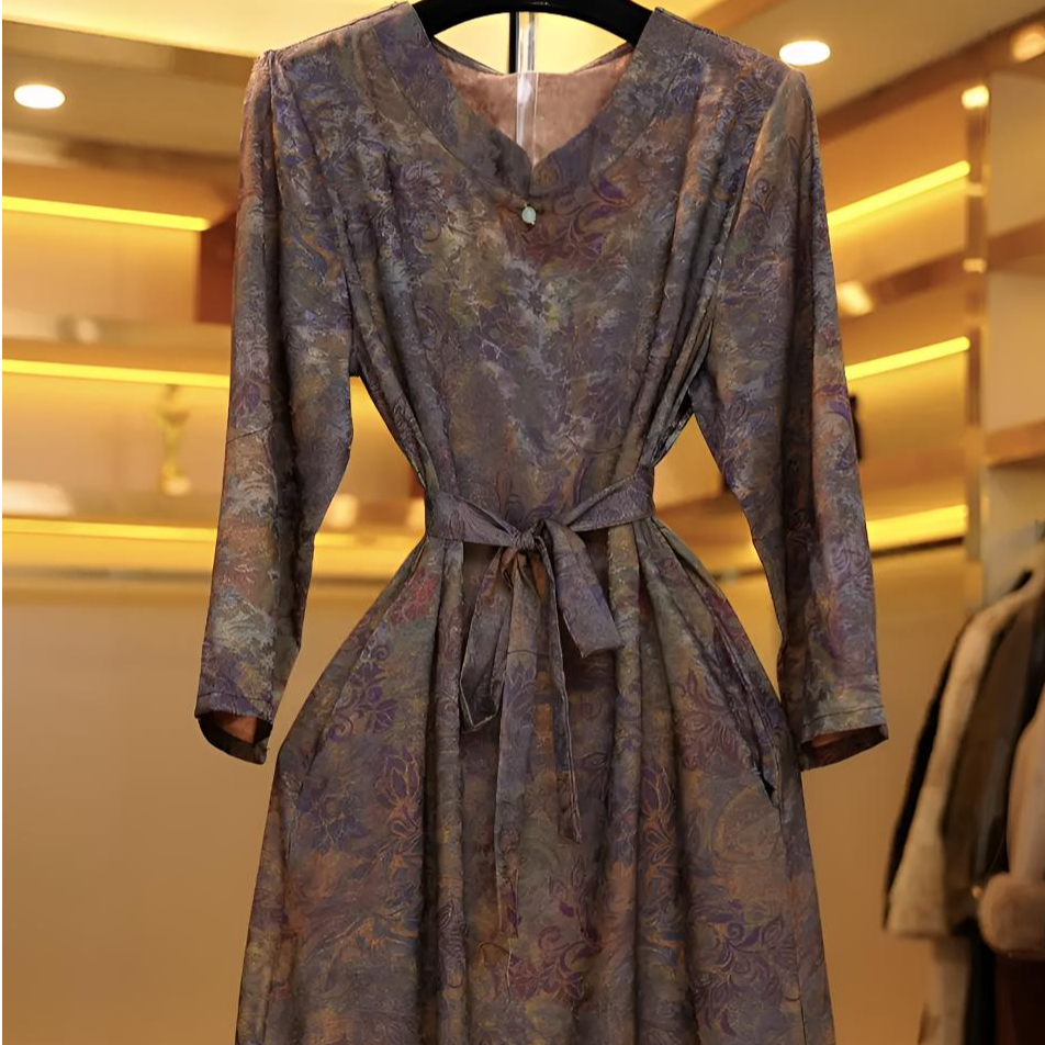 雪【花想容】新款优雅高级洋气收腰气质显瘦连衣裙时尚裙子8906