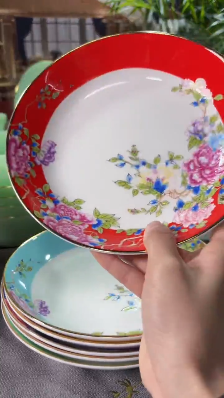 【闪购商品】....  8英寸牡丹花深盘6个  