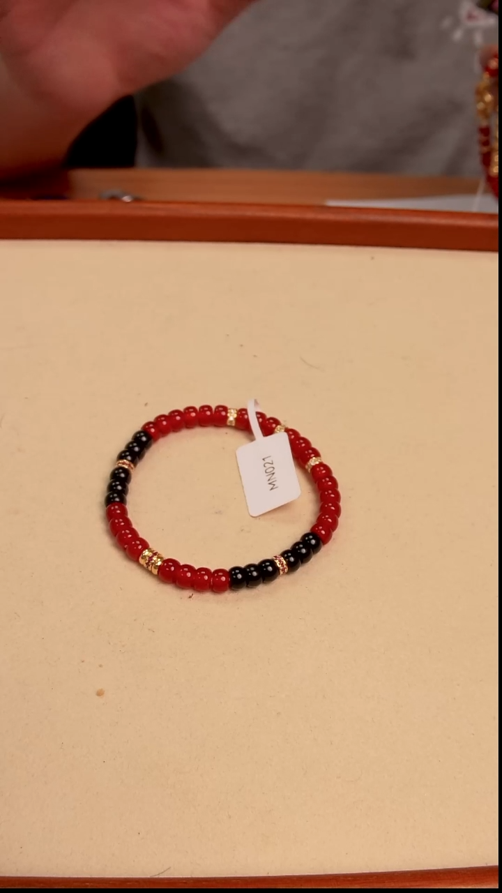 合金手串玛瑙/玉髓墨玉红玉髓手串