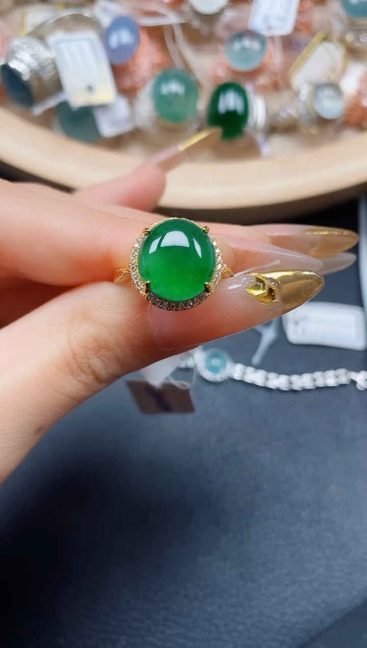 【闪购商品】翡翠戒指银S925镶嵌翡翠