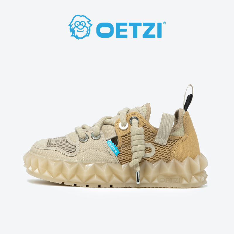 OETZI冰人奥兹丑萌帆布冰山果冻低帮鞋透气休闲时尚百搭沙色鞋
