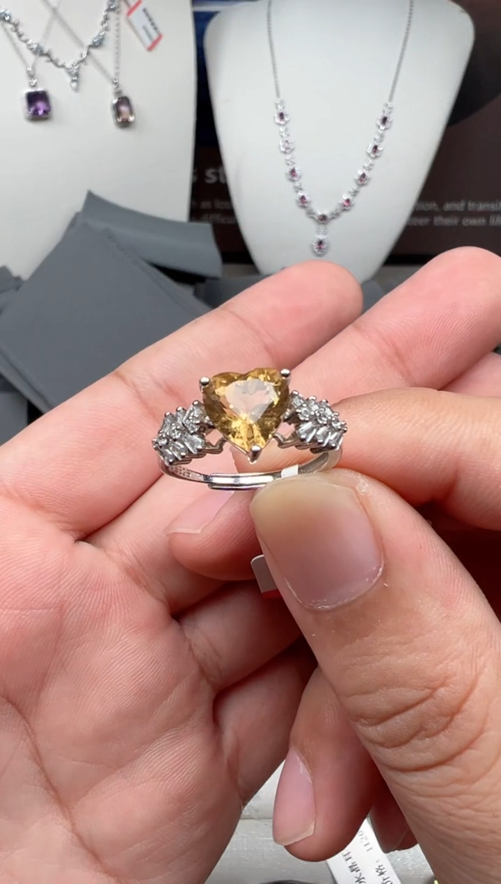 银S925镶嵌戒指黄晶戒指11