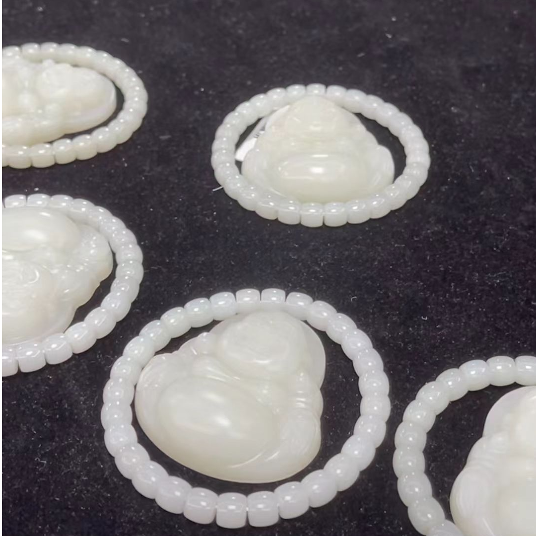 【何晟铭专属】和田玉佛公挂件+手串约7mm（多样性发一件）