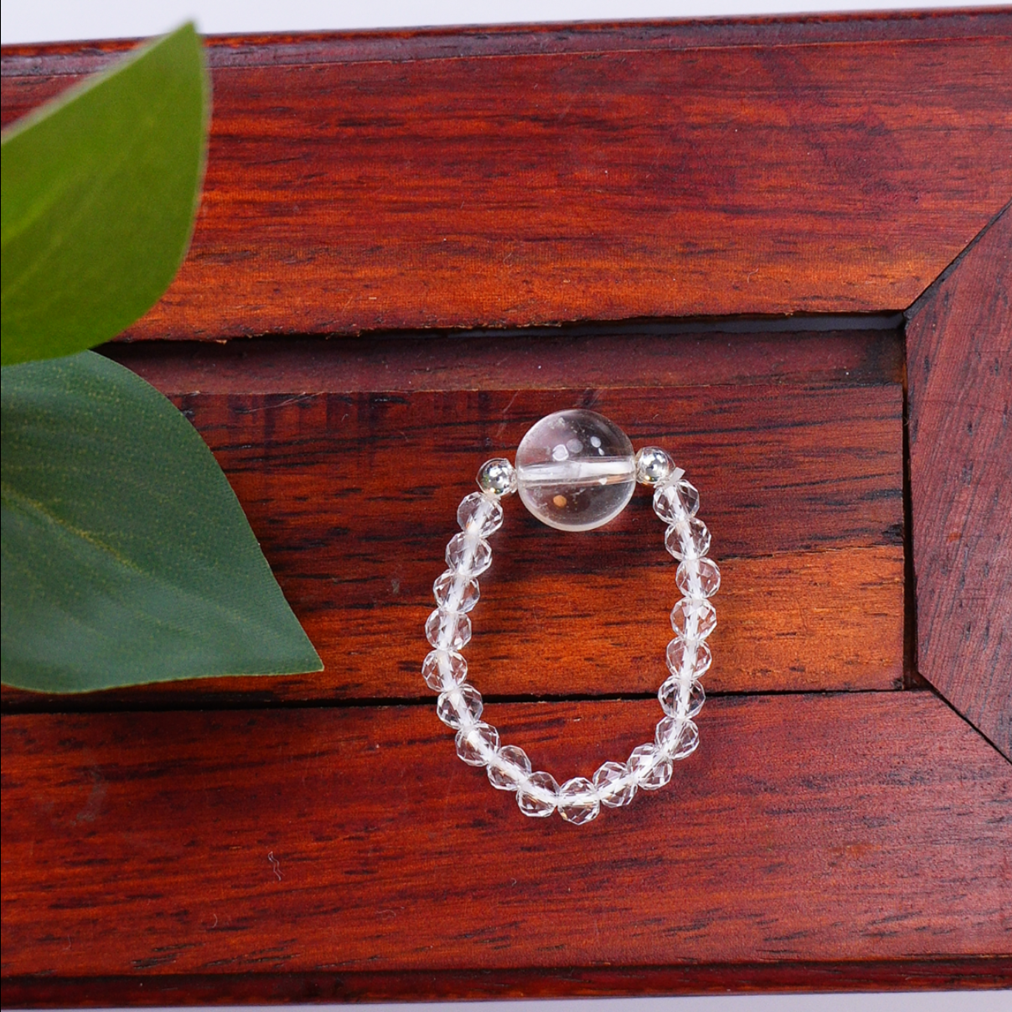 凤玺天然白水晶原创戒指精美