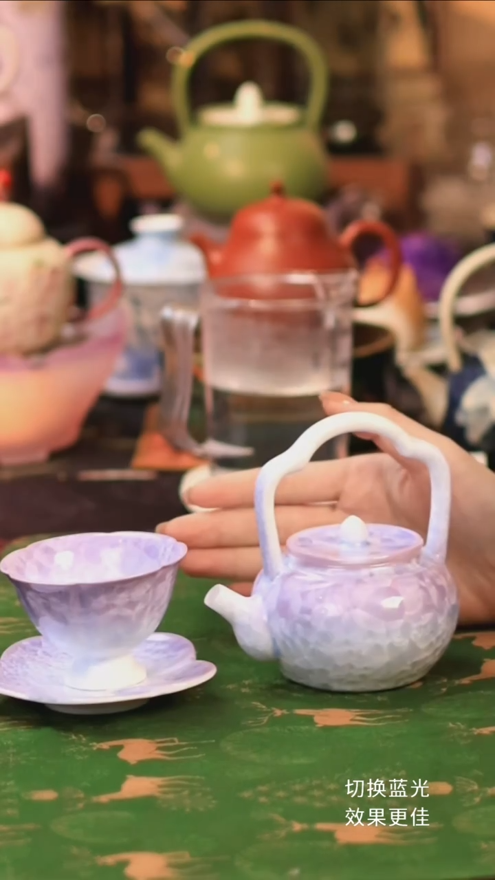 景德镇结晶釉紫白三件套