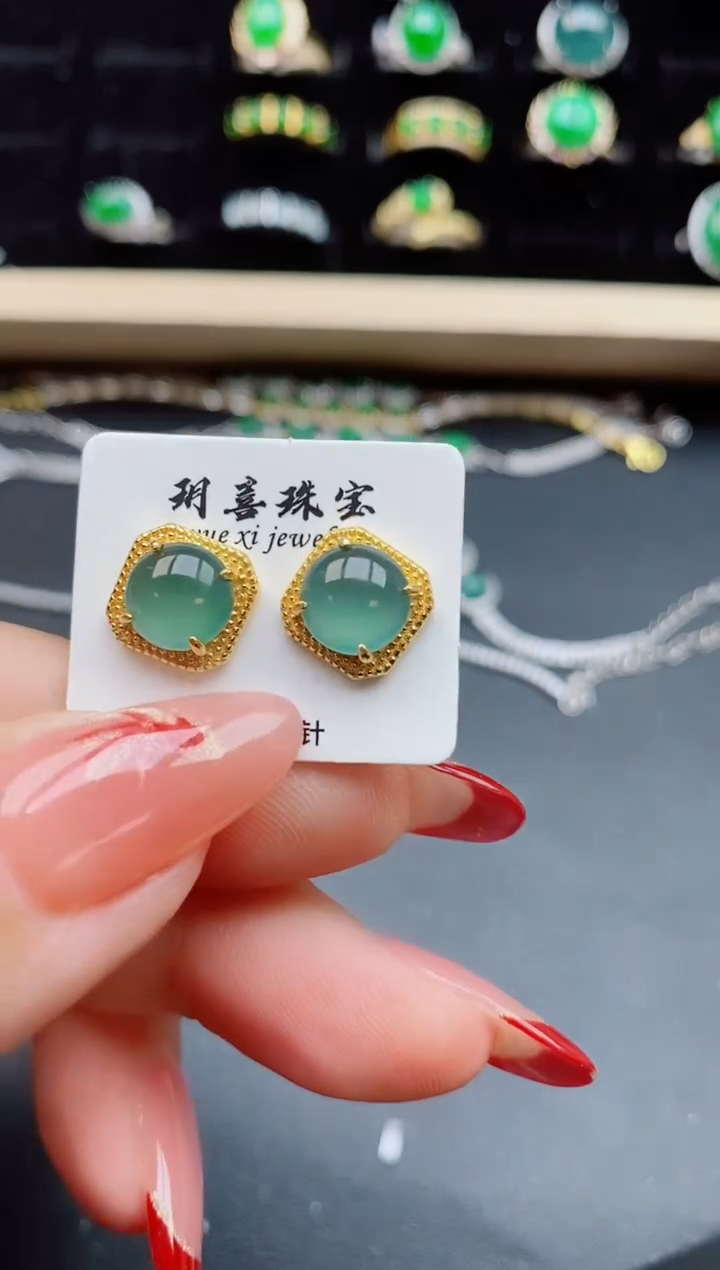 【闪购商品】翡翠耳饰银S925镶嵌5080550