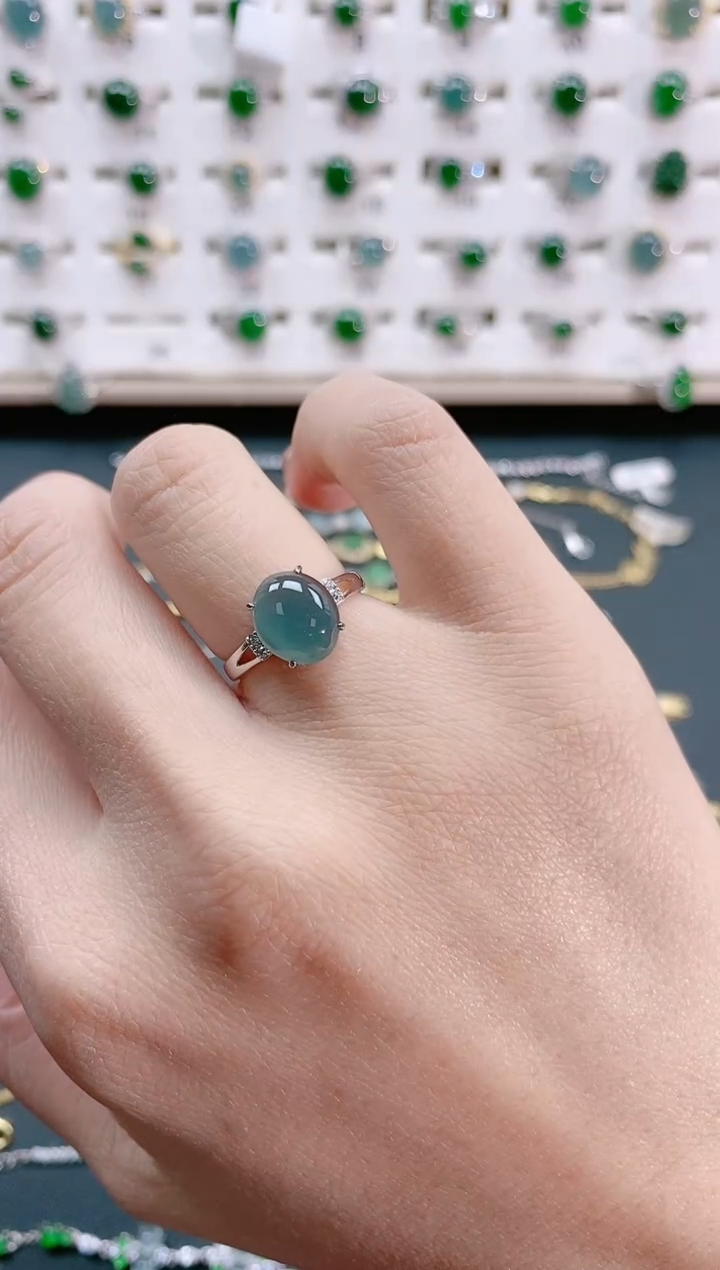 【闪购商品】翡翠戒指银S925镶嵌天然翡翠