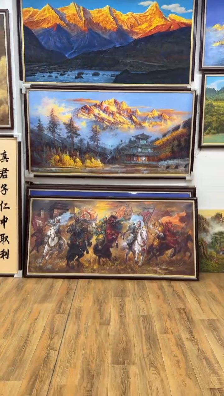 油画一**雨【张俊龙】五虎上将办公室客厅茶室走客厅挂画油画版画