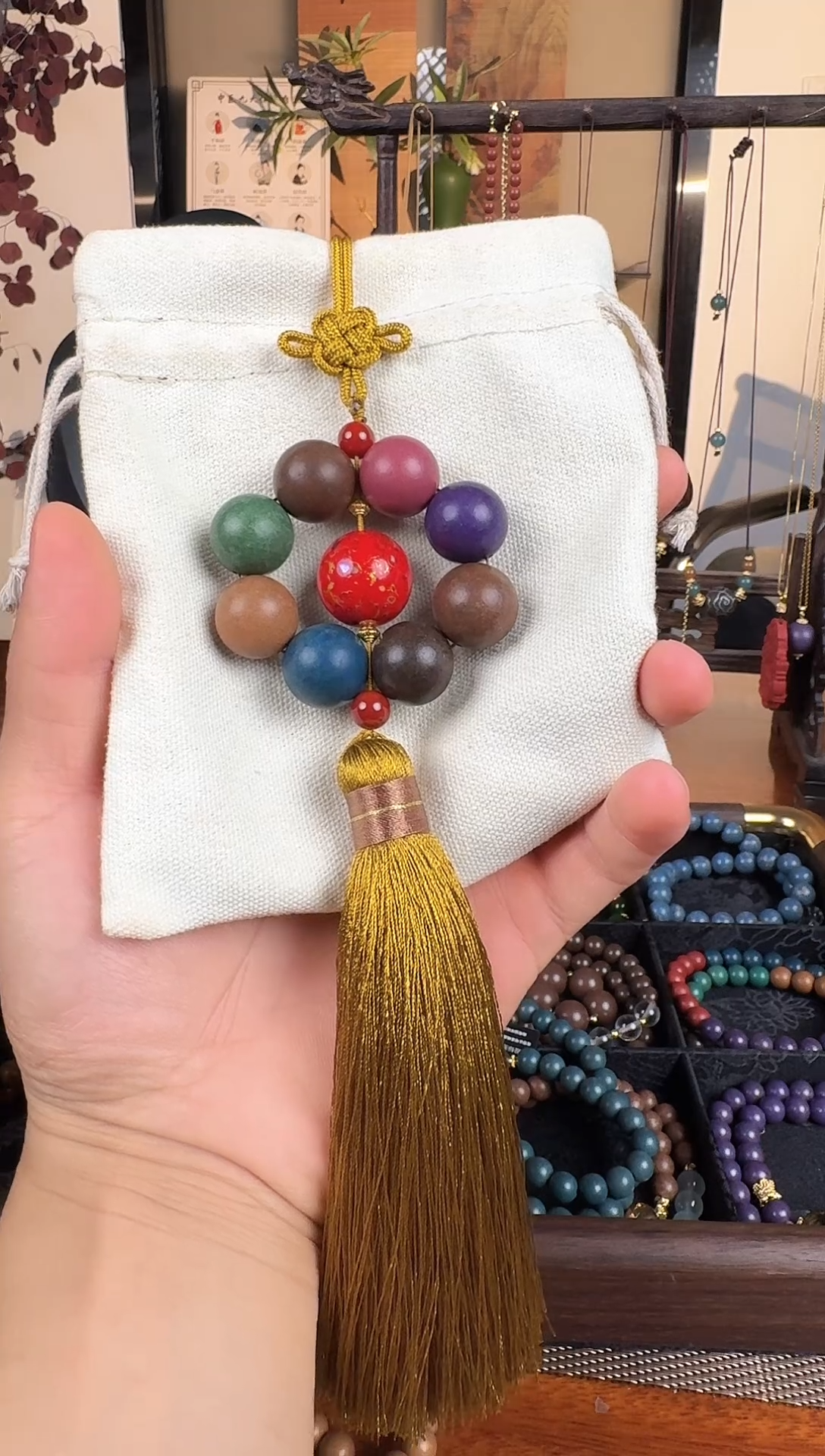 泥塑繁华多宝18mm漆珠挂件