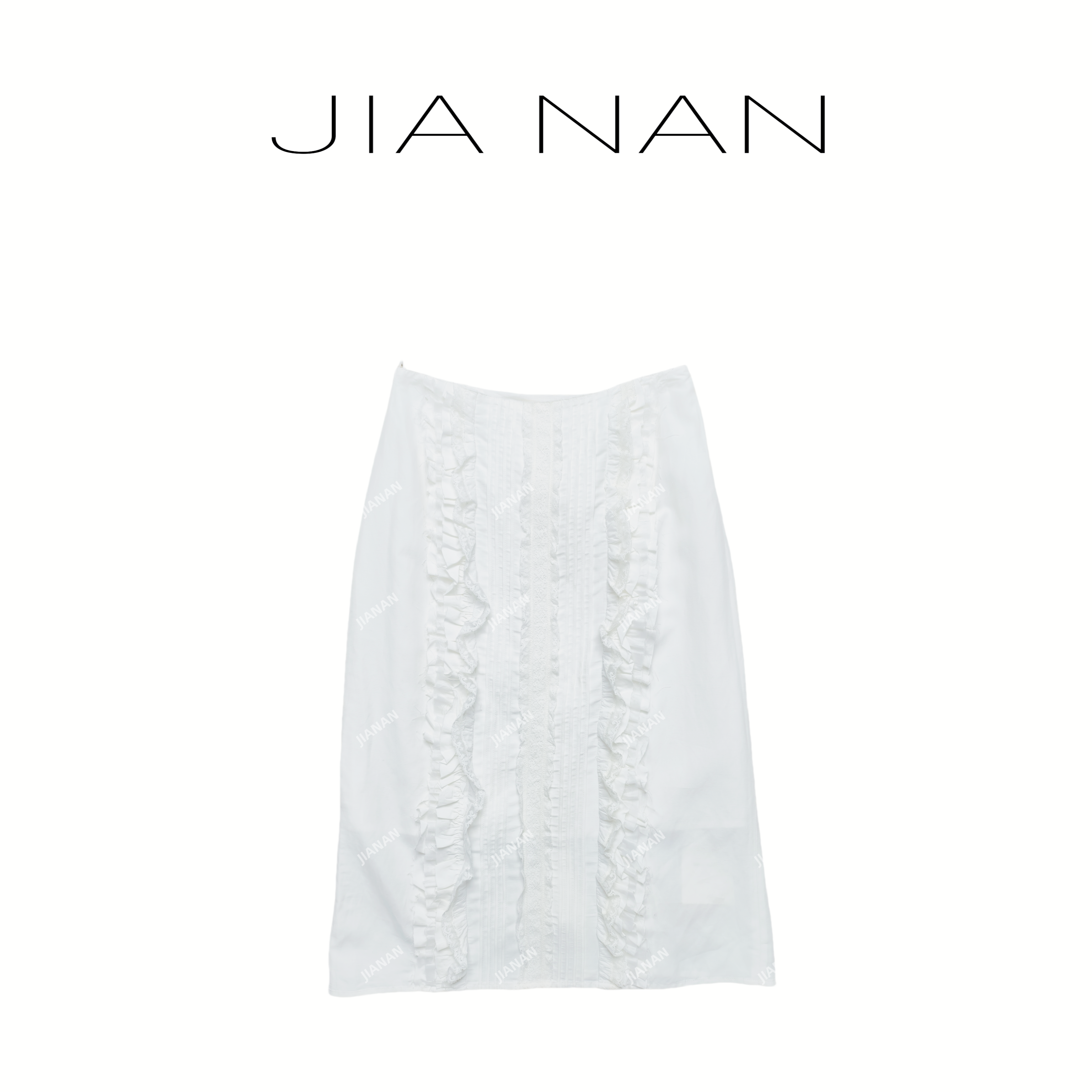 复古蕾丝荷叶边半身裙7477