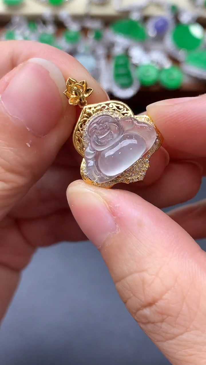 颈饰18K金镶嵌翡翠548-中国好珍宝