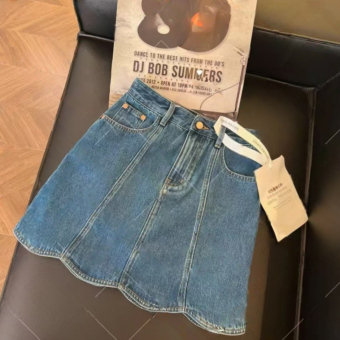 夏季新款高腰显瘦复古休闲半身裙胖mm时尚百搭牛仔A字短裙