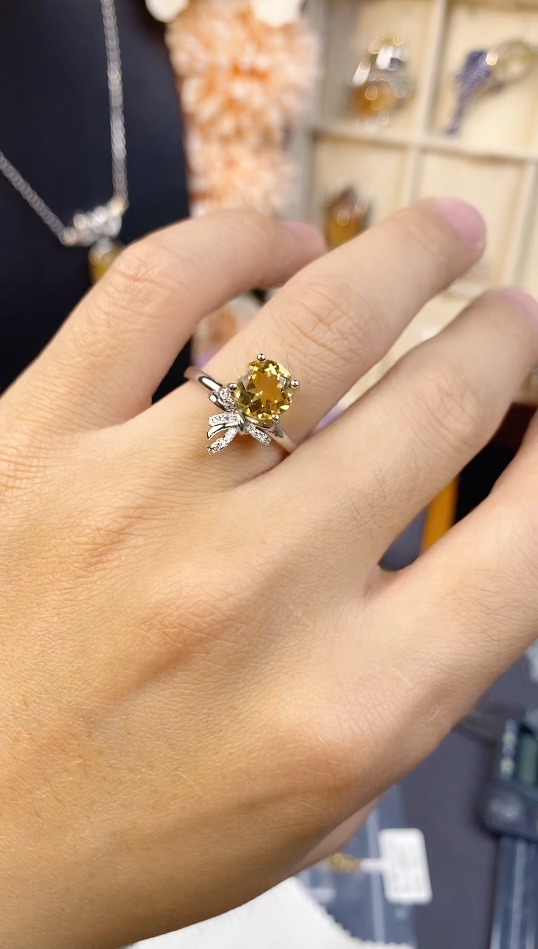 【闪购商品】黄晶戒指银S925镶嵌带证书