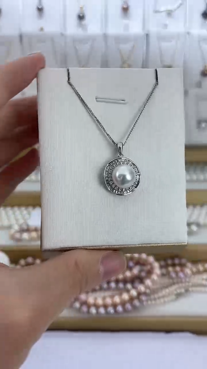 【闪购商品】淡水珍珠颈饰未镶嵌04天然极光珍珠吊坠同心圆