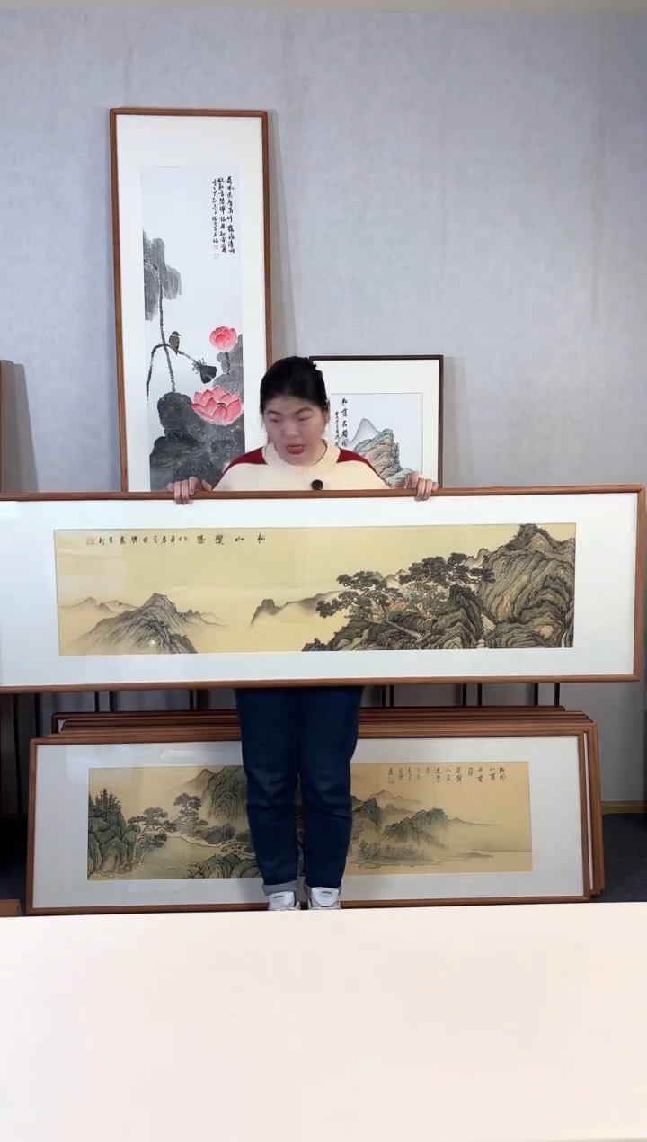 【闪购商品】国画手绘*松山揽胜*52*172cm实木框