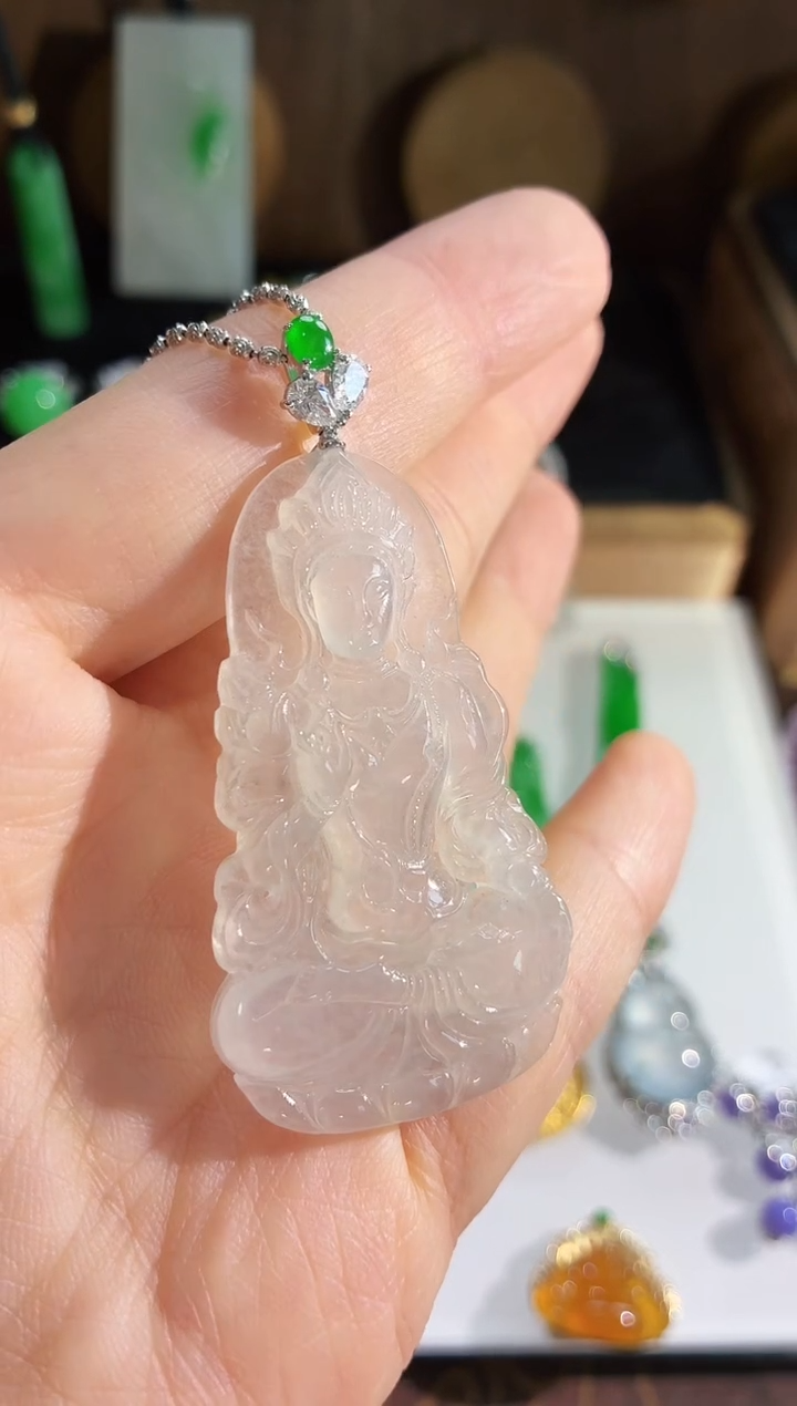 翡翠18K金镶嵌吊坠(不含链)吊坠
