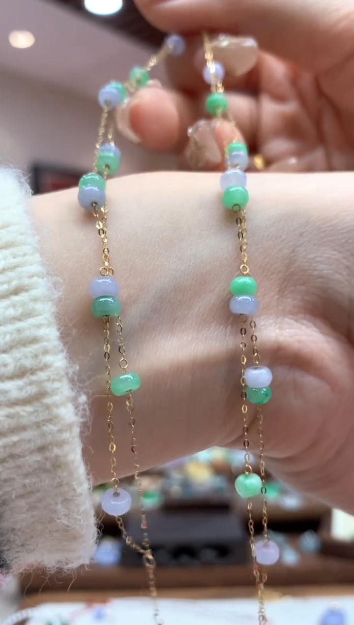 【闪购商品】翡翠手链18K金镶嵌手链多样性发货1件