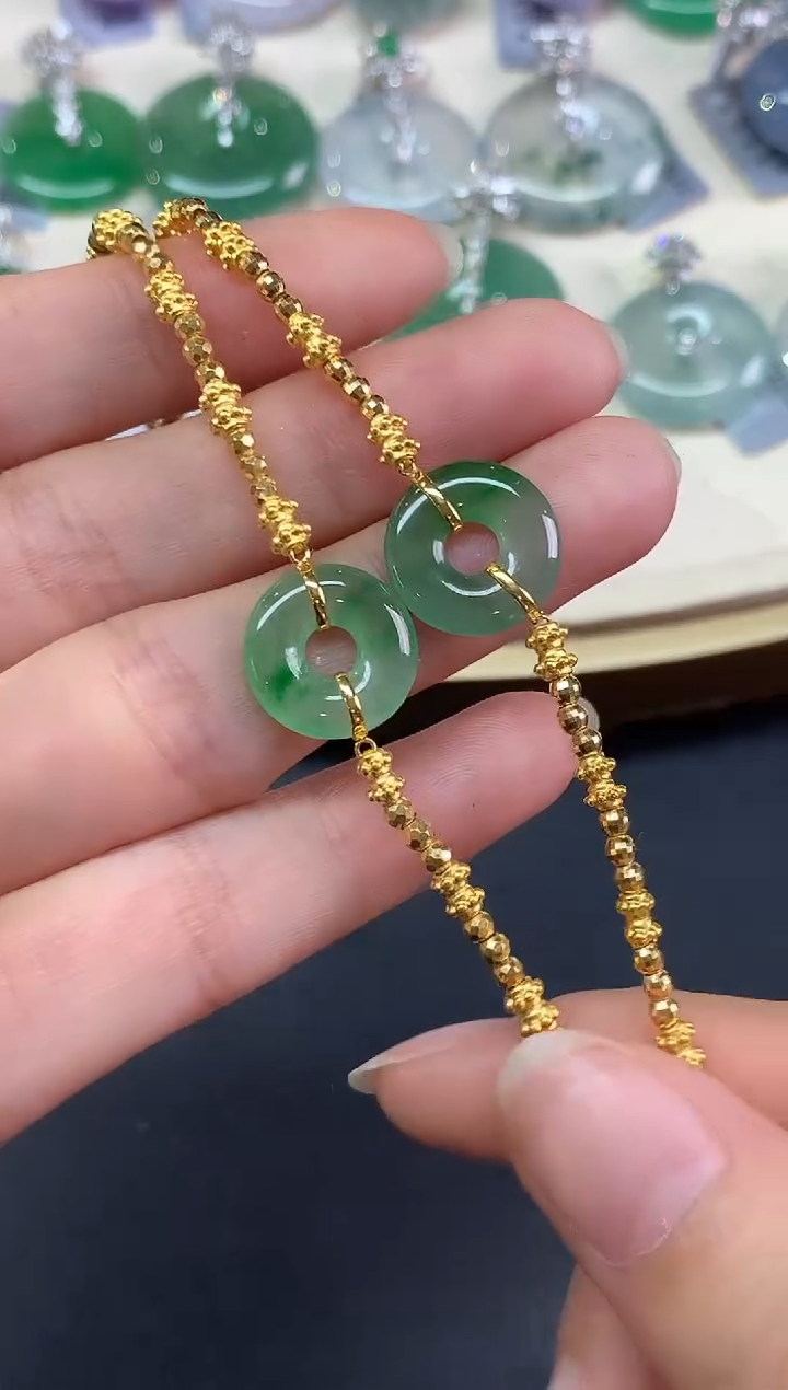 18K金镶嵌手链翡翠手链|2980多样性发其一