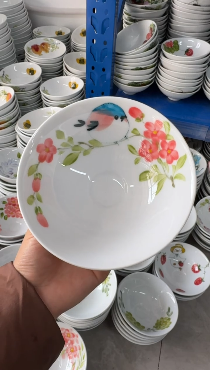 瓷片景德镇高温陶瓷食品级手绘釉中彩-斗笠碗