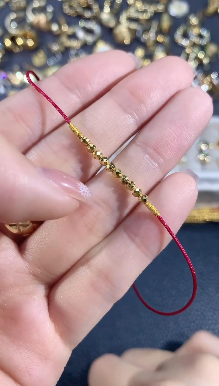 【云中意】18K金金珠红绳手链（卡2.5mm左右）-多样性发货-qyk