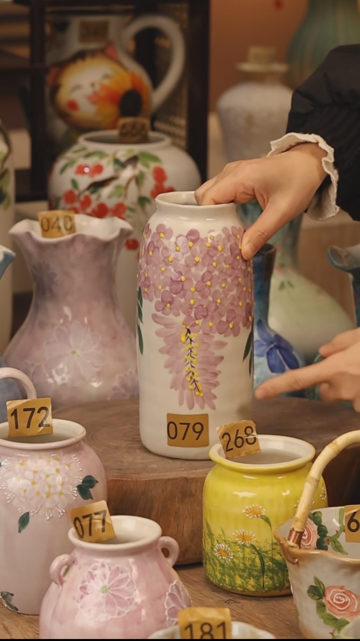 陶瓷景德镇设计师手作花器摆件侘寂风@M079@