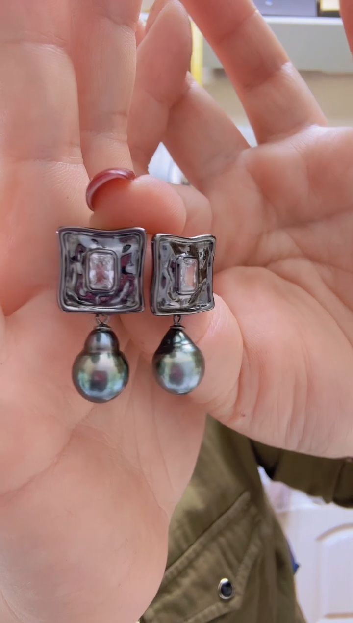 【闪购商品】海水珍珠耳饰未镶嵌大溪地10.1mm+S925银耳钉