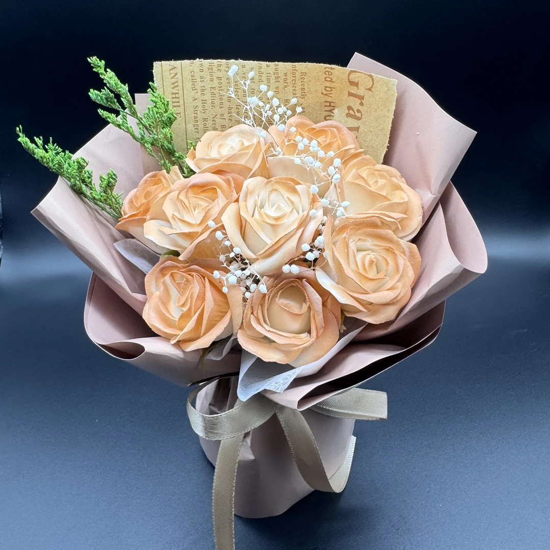 迷你小花束香皂永生花情人节圣诞玫瑰花口袋花束仿真花高档伴手礼
