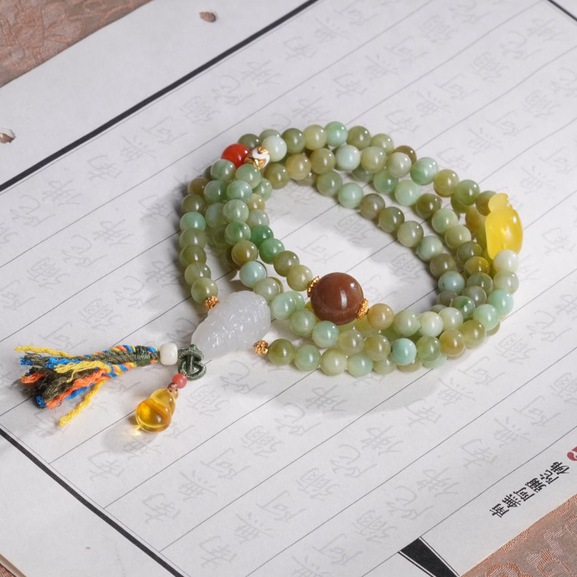 天然黑羊洞碧玉多圈手串简约设计款—多样性发其一