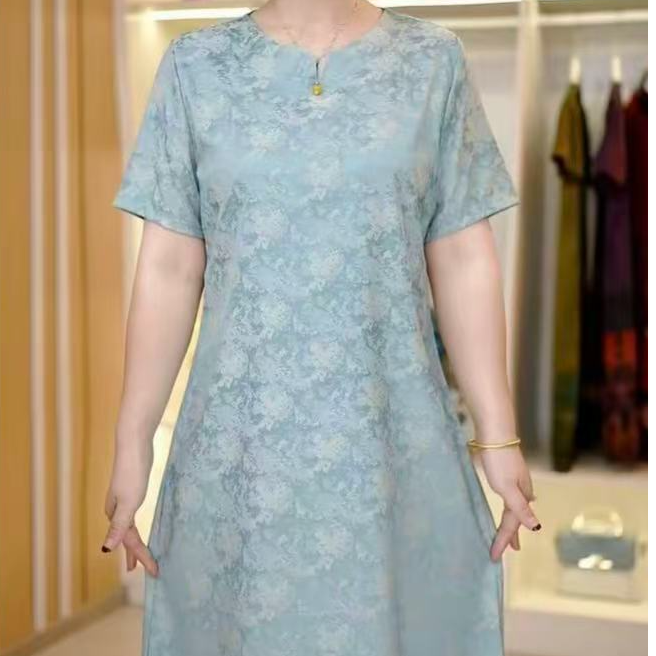 吊坠蓝韵裙  时尚轻奢亲肤透气中长款连衣裙