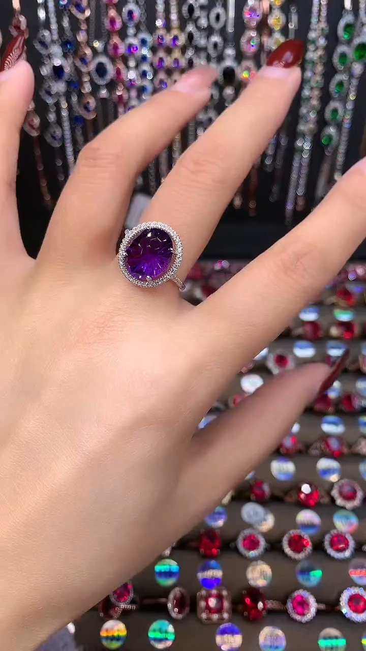 【闪购商品】水晶戒指银S925镶嵌10.12银色