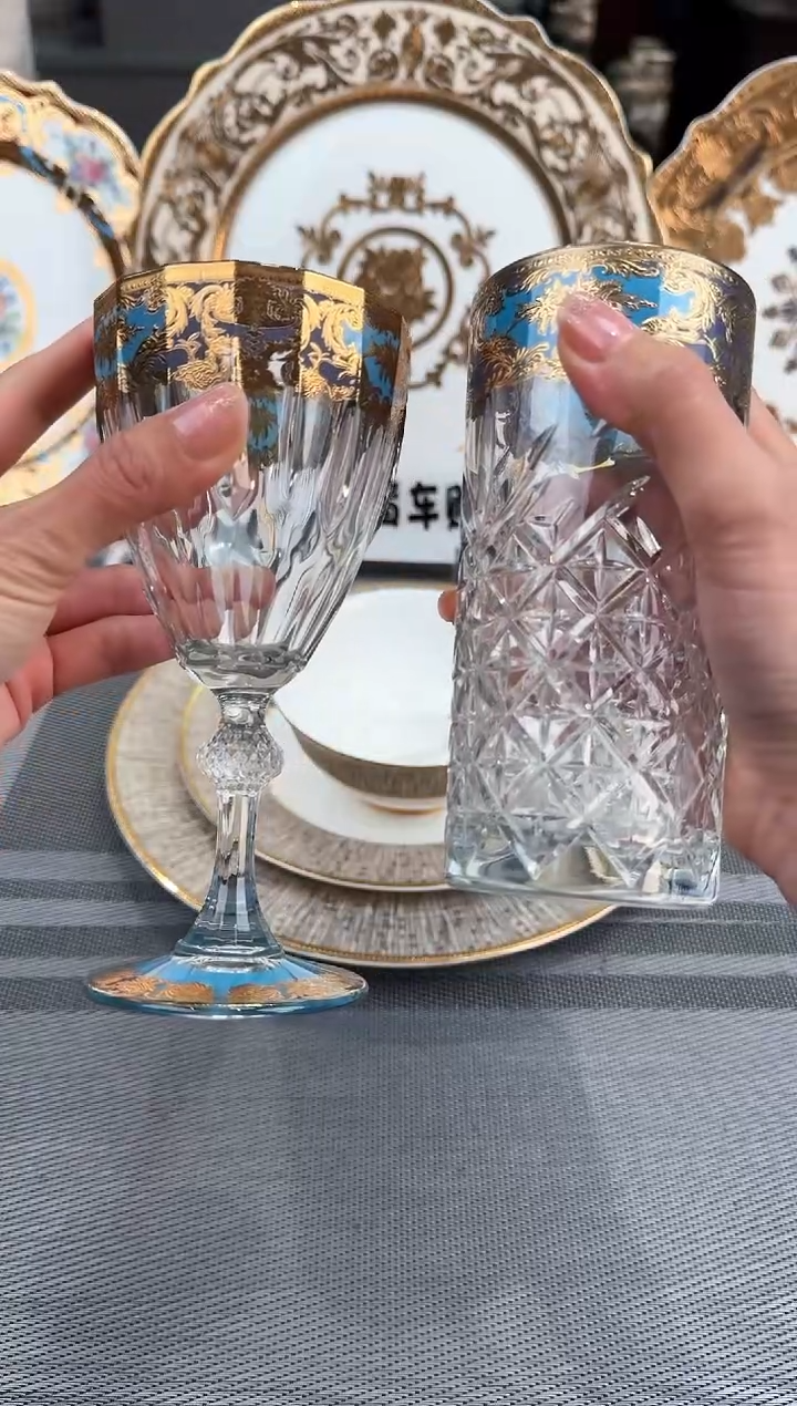 【闪购商品】瓷片果汁杯+高脚杯  微瑕各一个